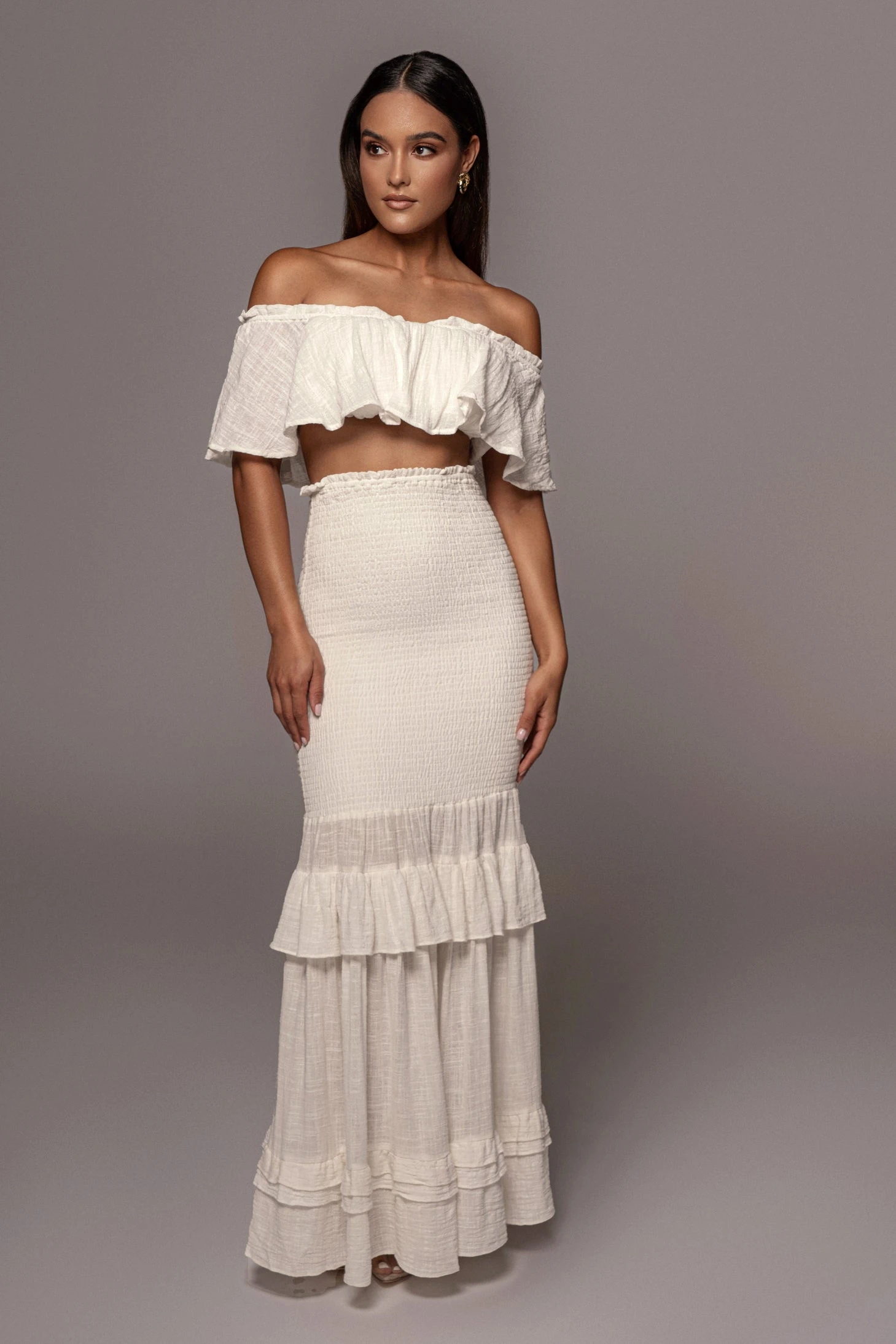 White Sienna Ruffled Skirt Set - Image 5