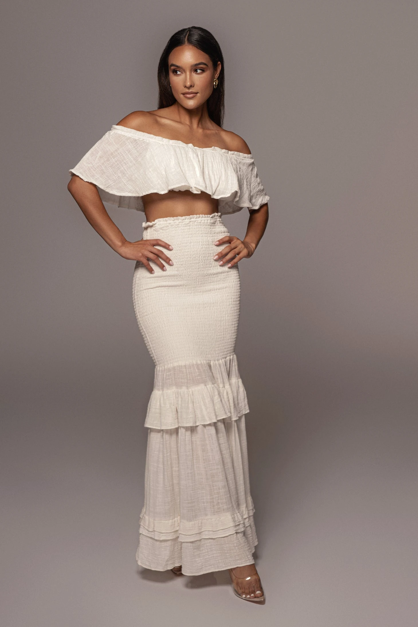 White Sienna Ruffled Skirt Set - Image 2