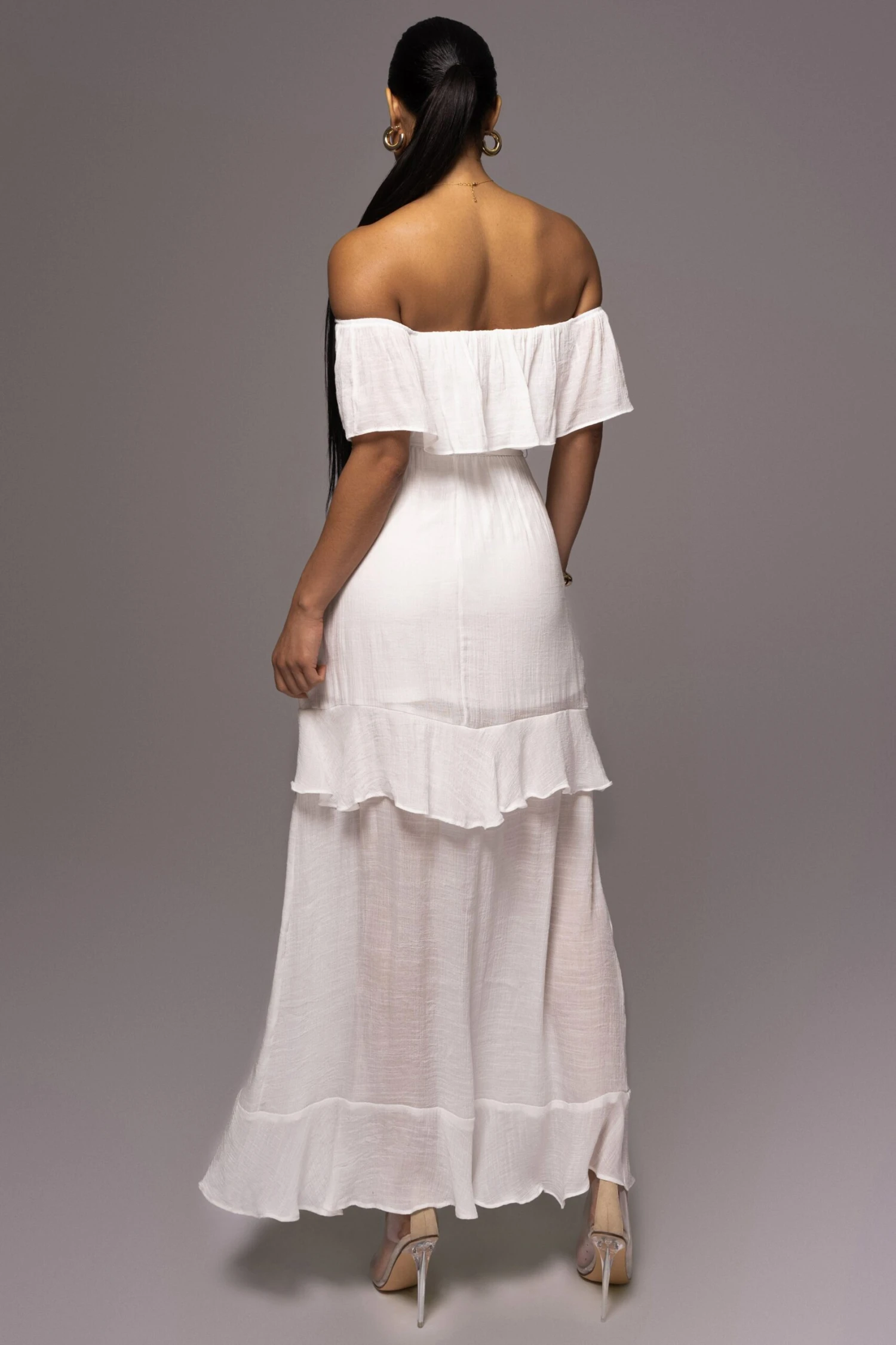 White Marsela Off-Shoulder Linen Maxi Dress - Image 9