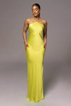 Neon Lime Novara Halter Maxi Dress