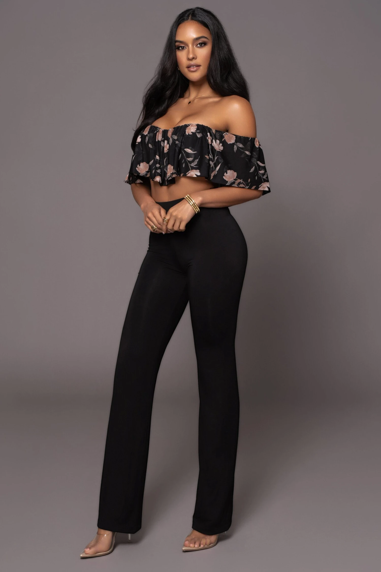 Black Floral Garden Party Crop Top - Image 5