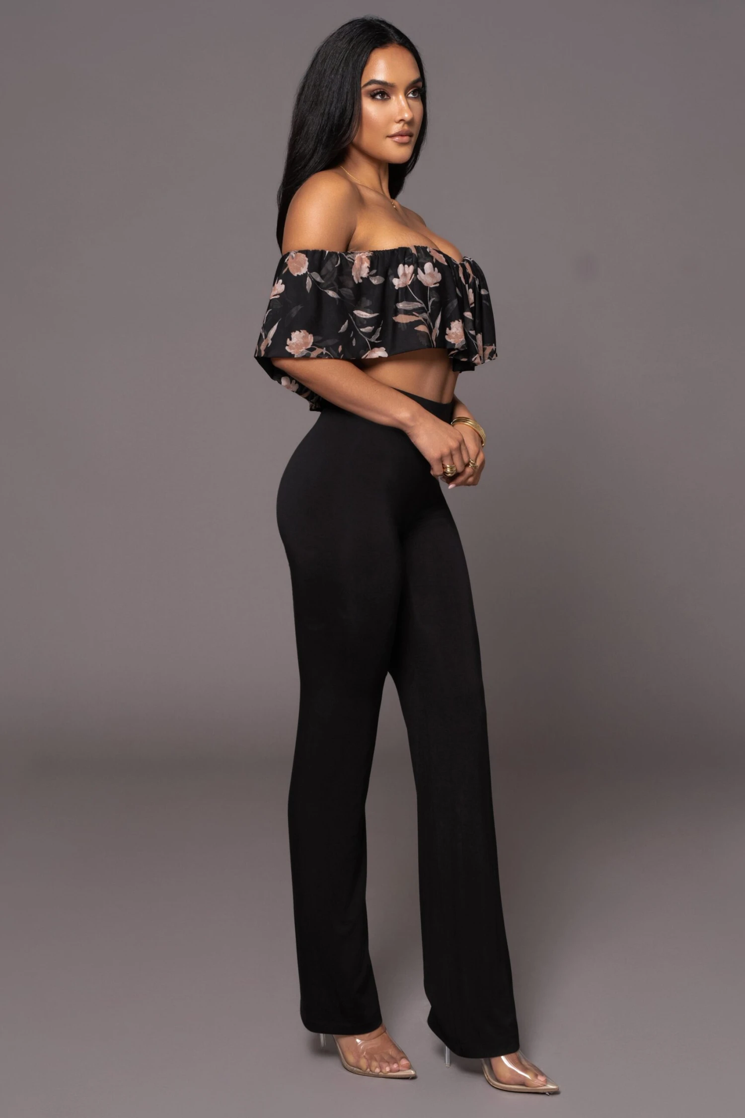 Black Floral Garden Party Crop Top - Image 7