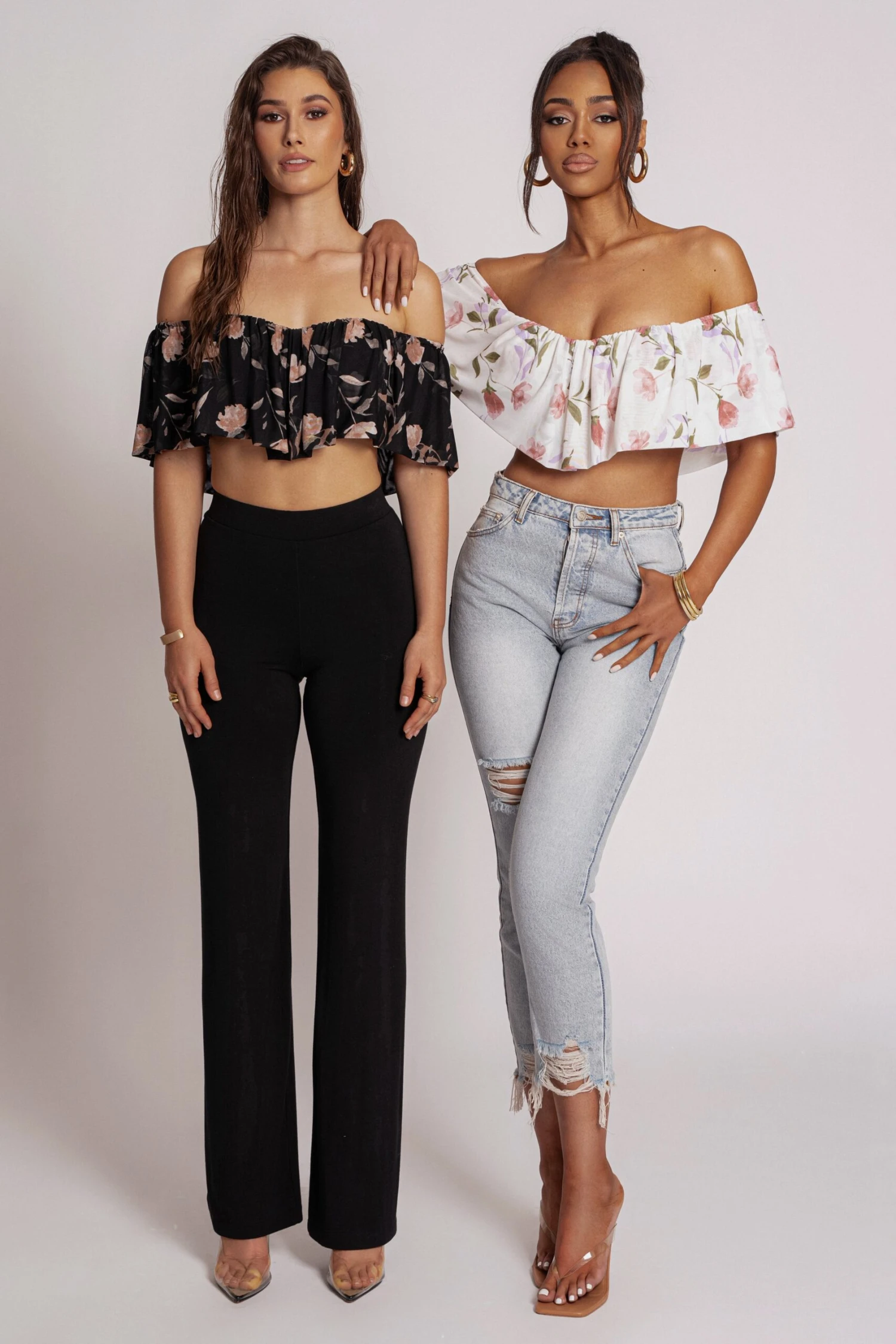 Black Floral Garden Party Crop Top - Image 3