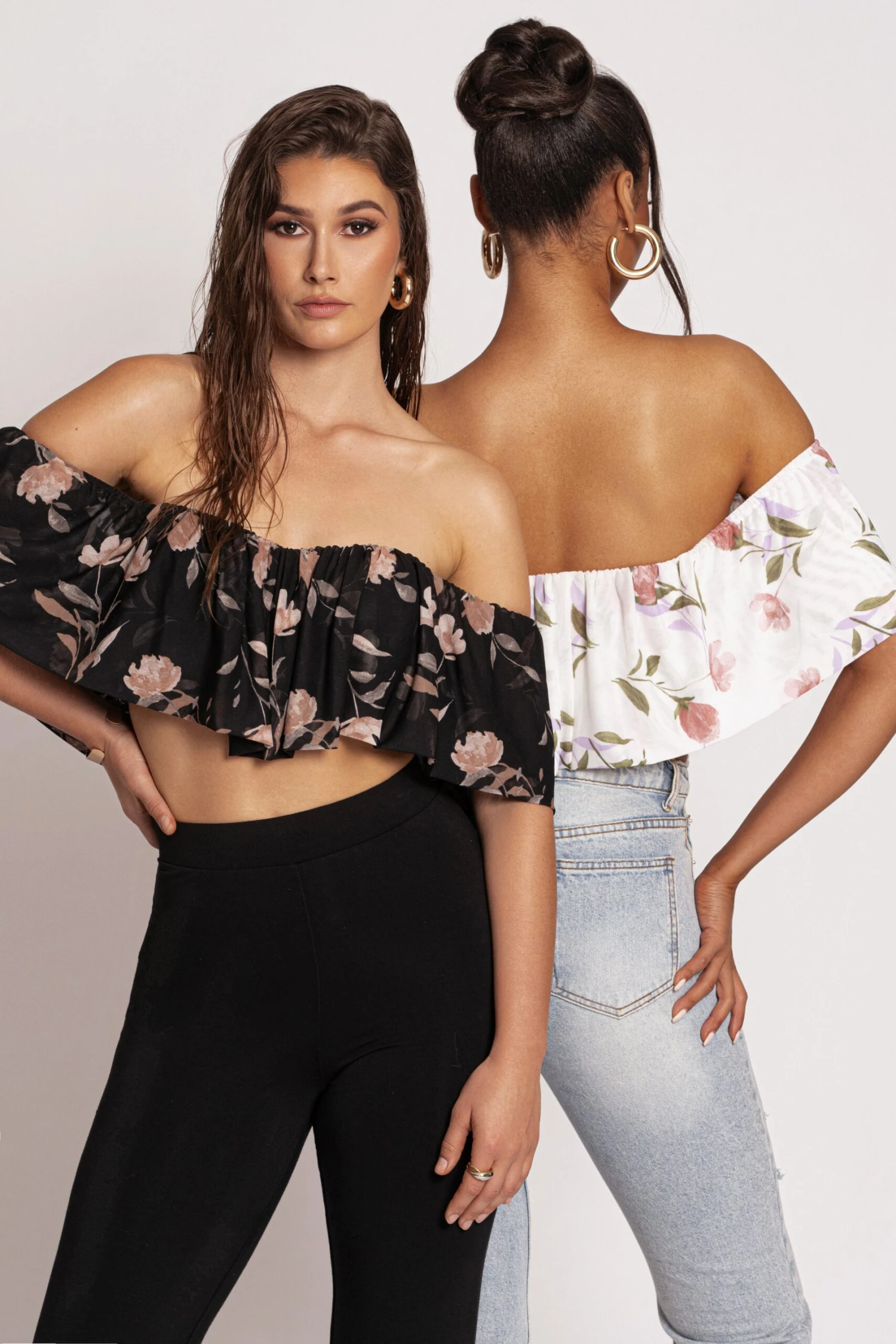 Black Floral Garden Party Crop Top - Image 4
