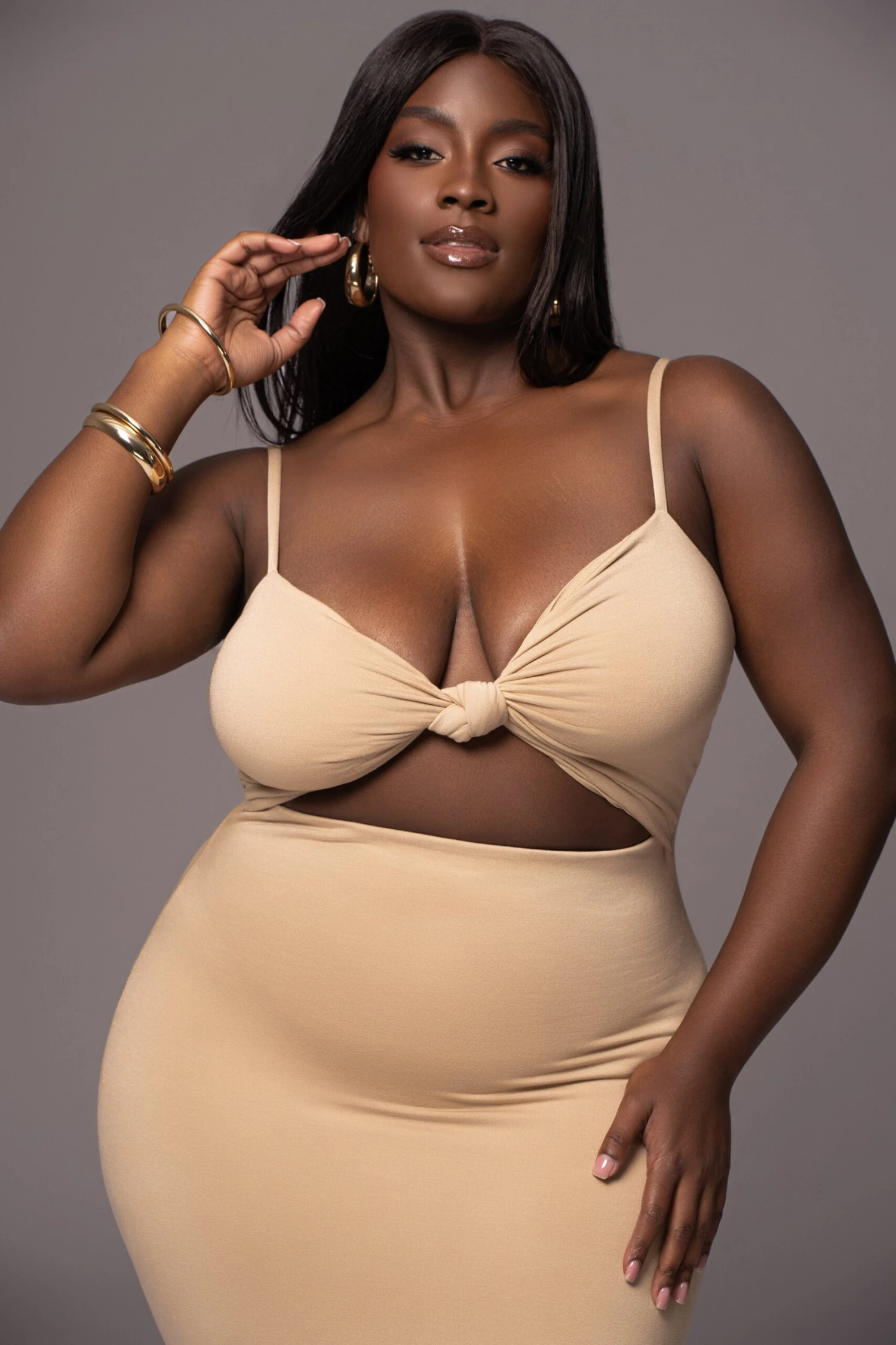 Beige Midnight Memories Midi Dress - Image 7