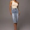 Denim Vintage Blues Slit Skirt