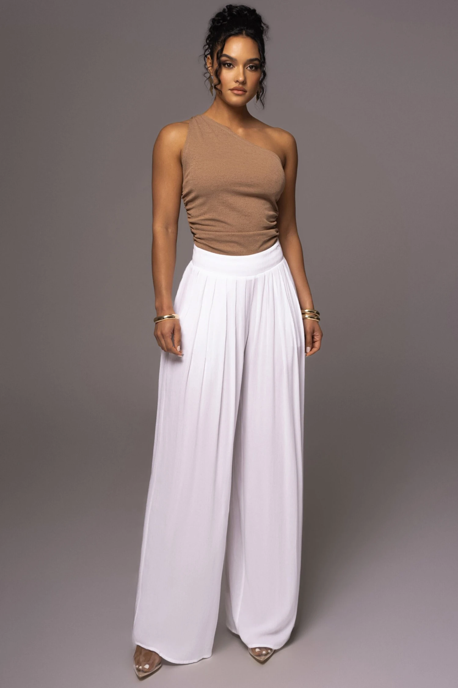 Tan Rebel One Shoulder Top - Image 4