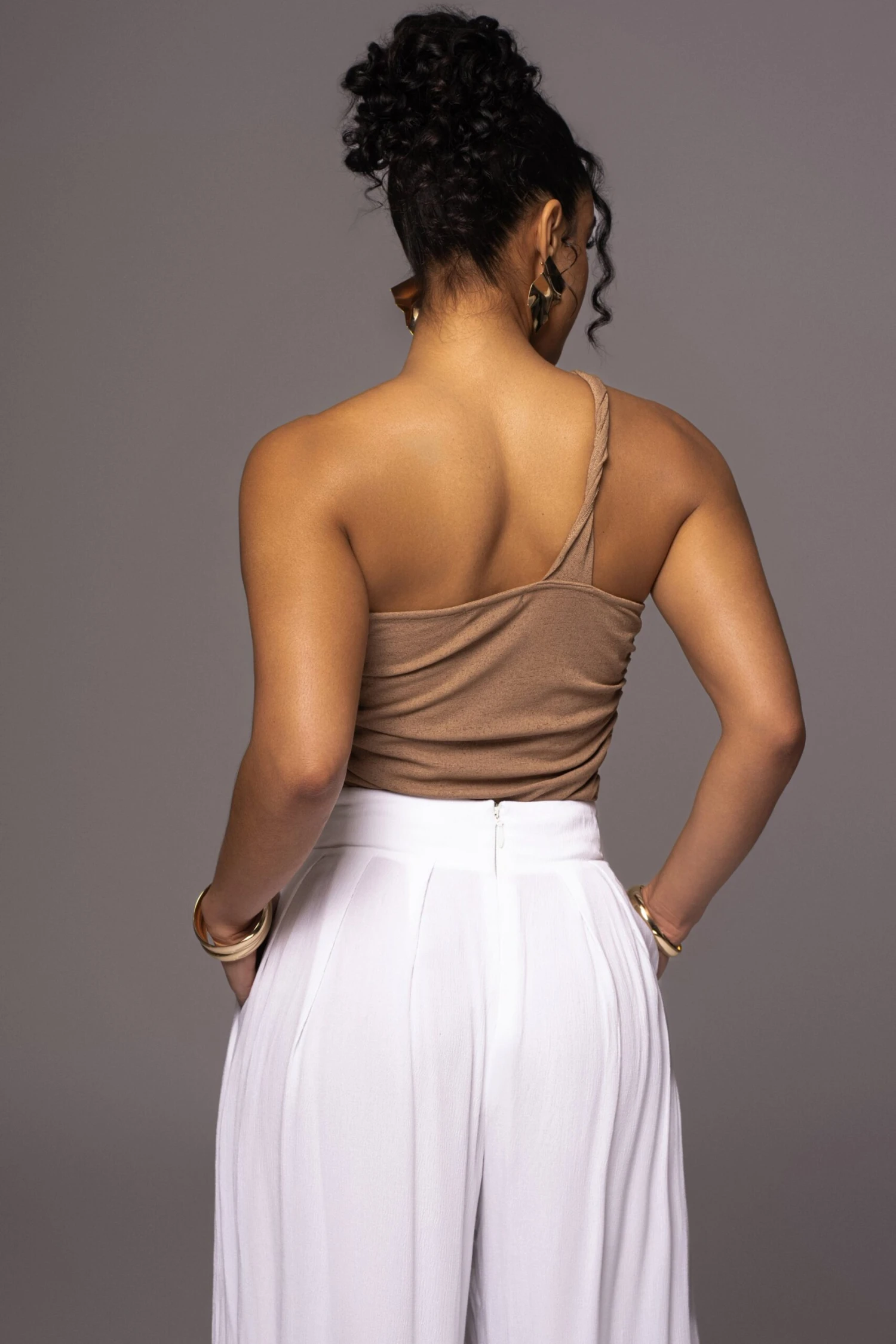 Tan Rebel One Shoulder Top - Image 10