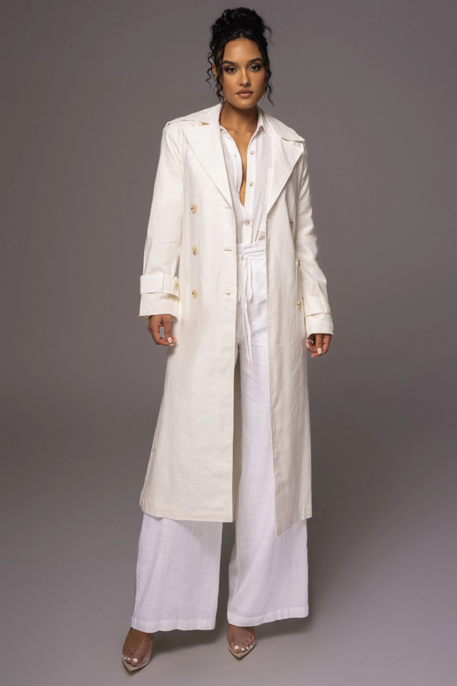 Off White One Step Closer Linen Coat - Image 2