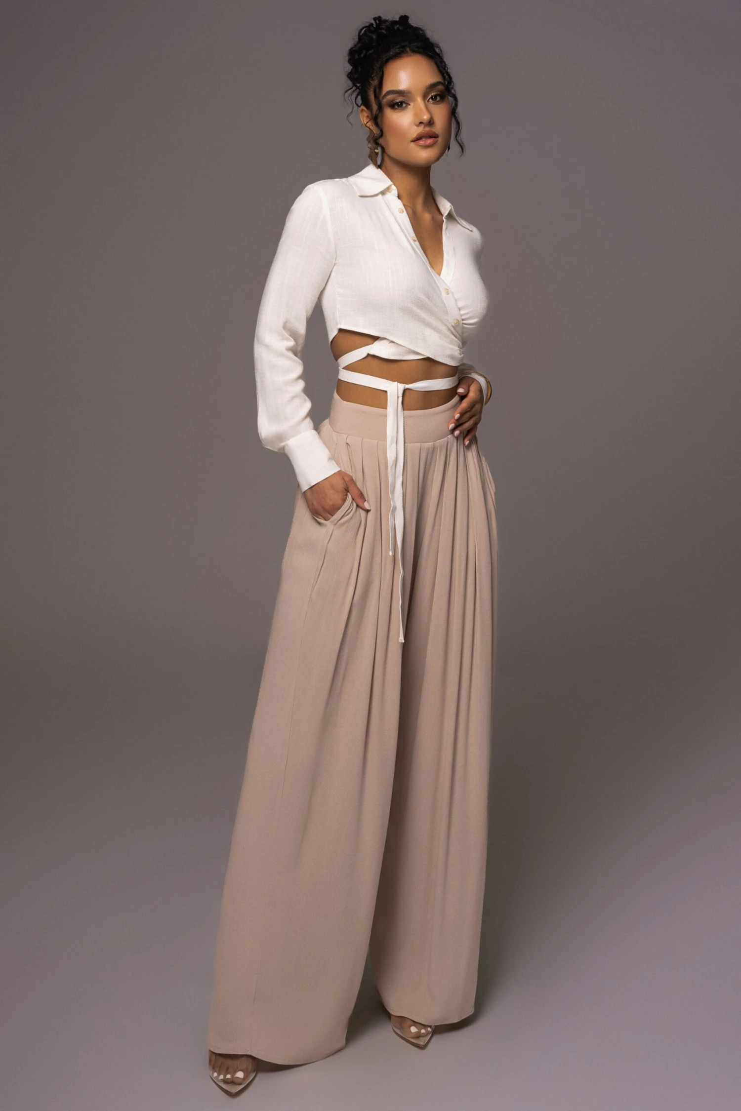 Beige After Sunset Pleated Pants - Image 6