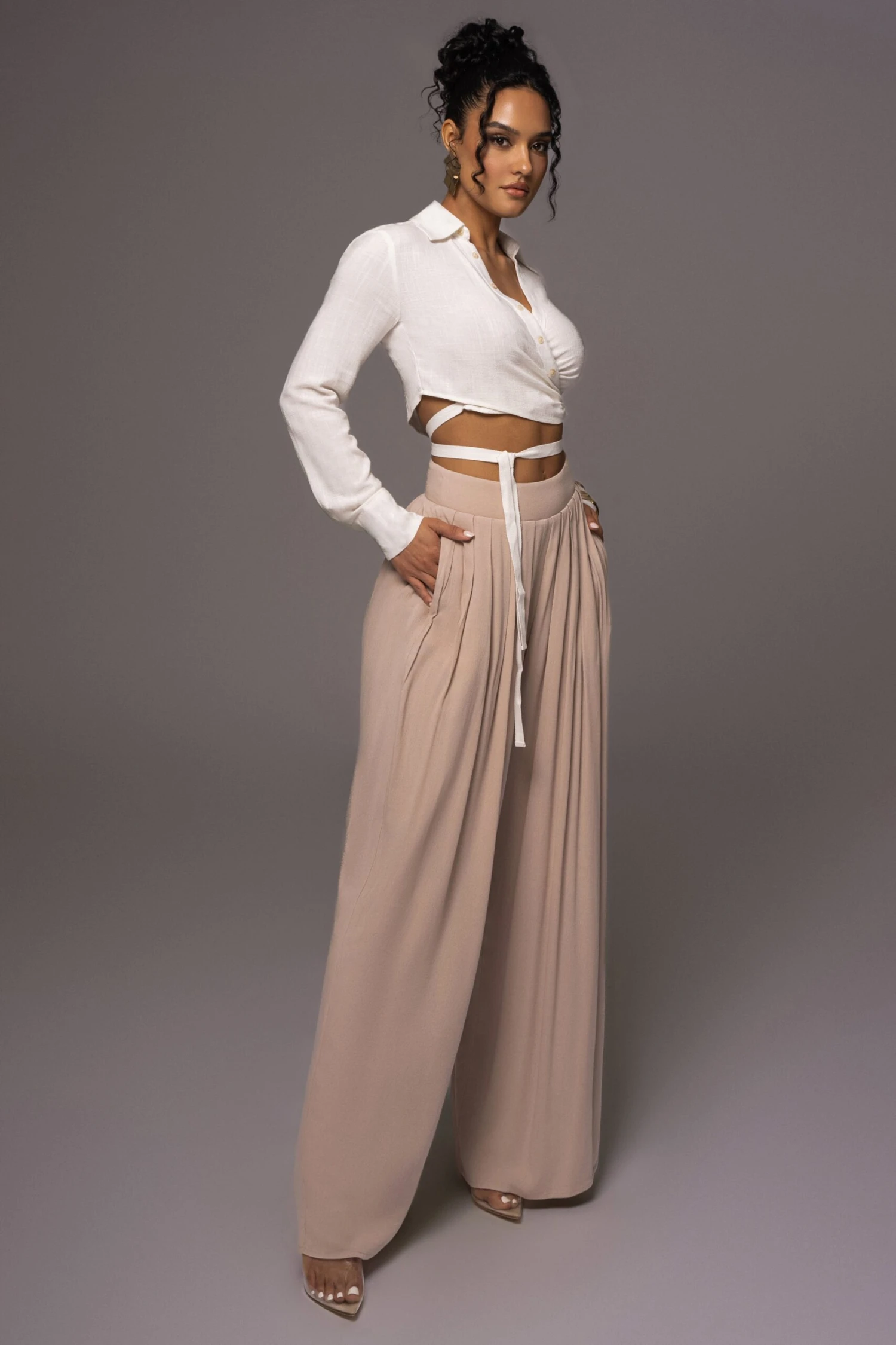 Beige After Sunset Pleated Pants - Image 9