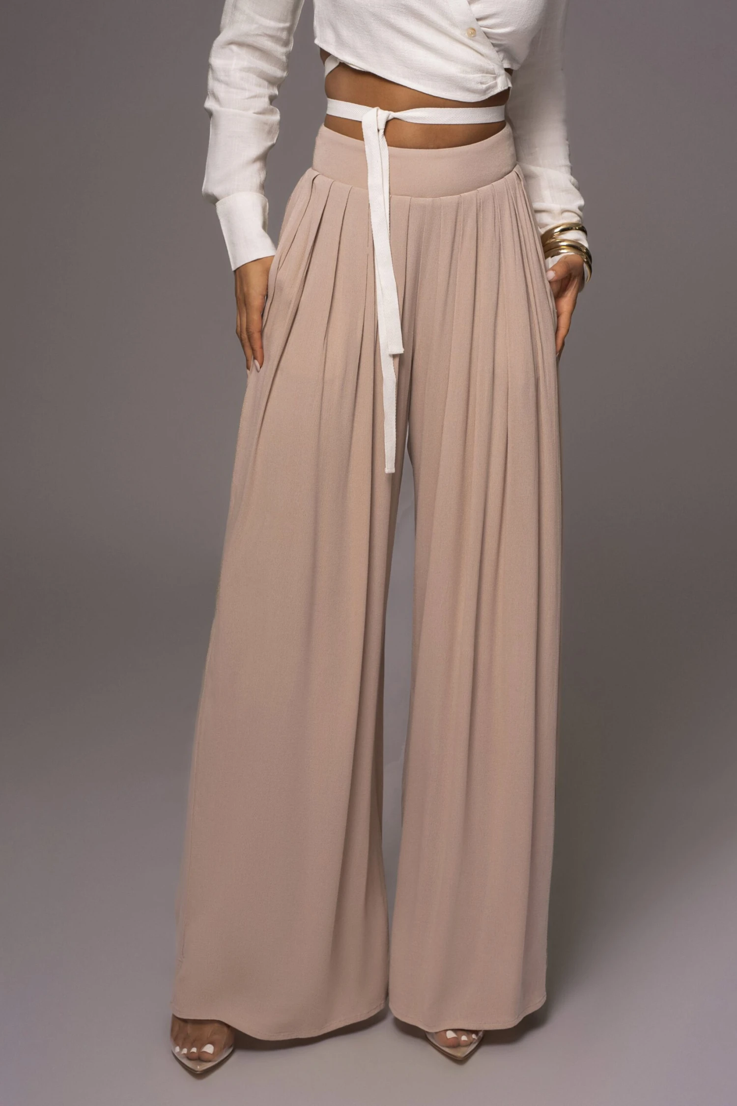 Beige After Sunset Pleated Pants - Image 7