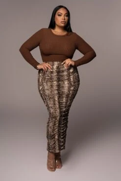 Snakeskin Halow Ruched Skirt