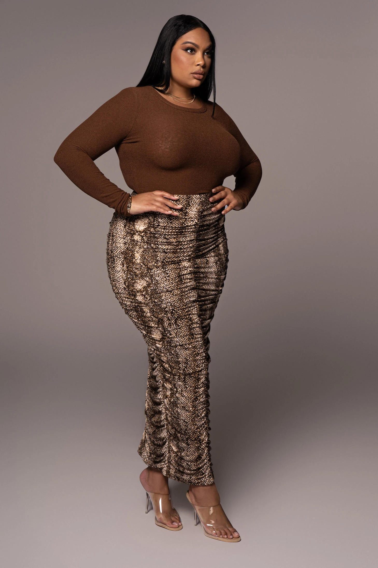 Snakeskin Halow Ruched Skirt - Image 6