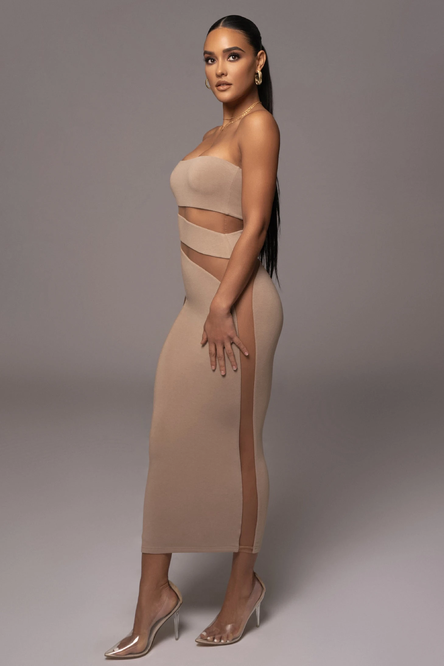 Beige Unpredictable Midi Dress - Image 8