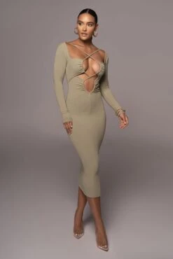 Olive Mesmerize Midi Dress