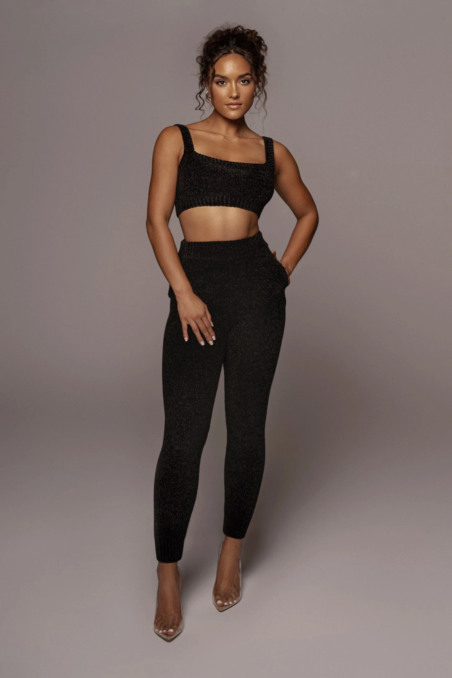 Black Gemma Crop Chenille Top - Image 2