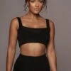 Black Gemma Crop Chenille Top