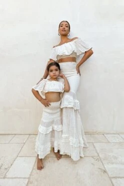 White Emily Ruffled Skirt Set