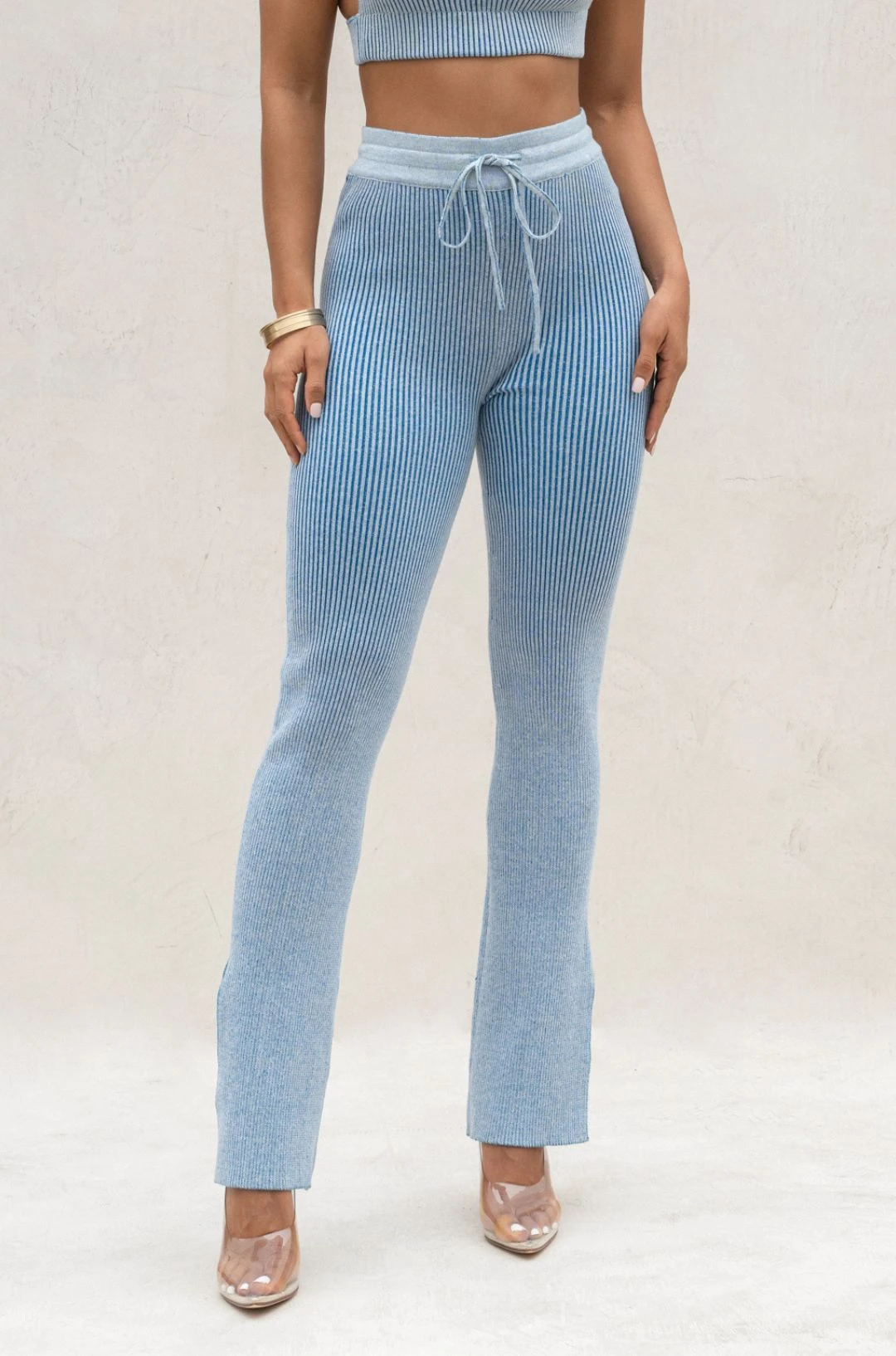 Denim/White Faya Ribbed Pants - Image 2
